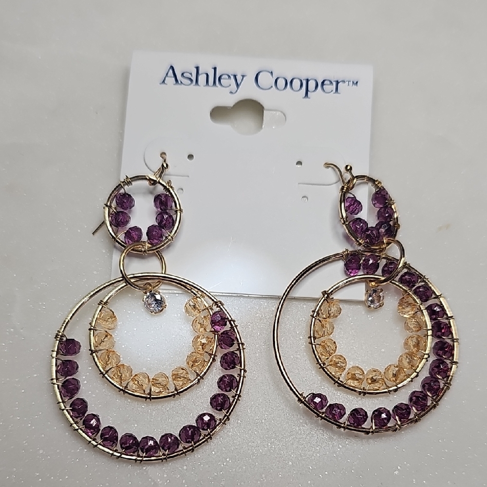 Ashley Cooper Amethyst and Champagne Beaded Earrings
